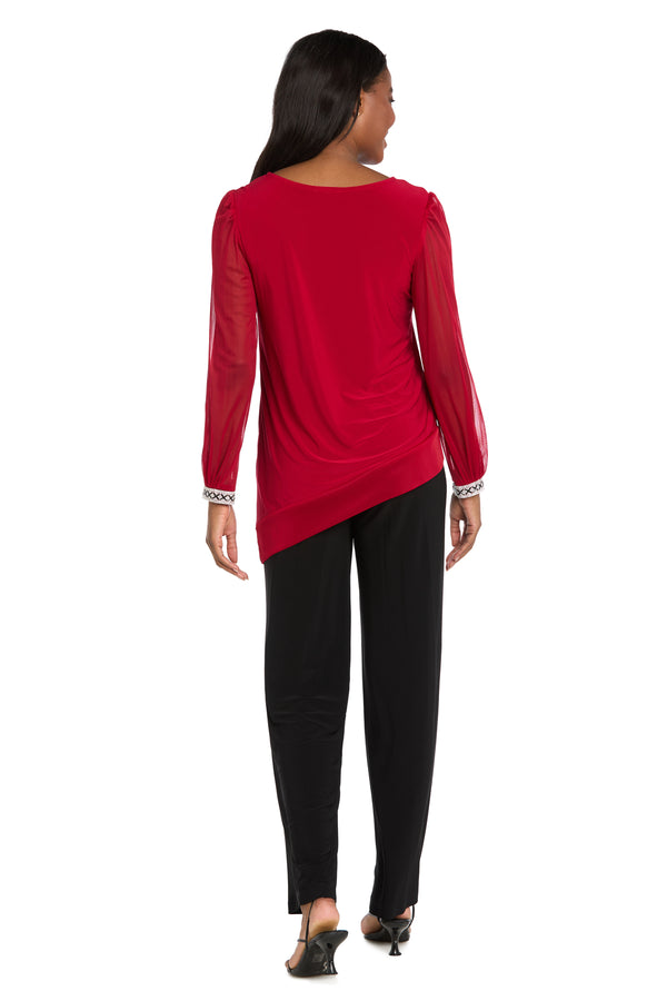 R&m Richards Twilight Sparkle Asymmetrical Sleeve Top