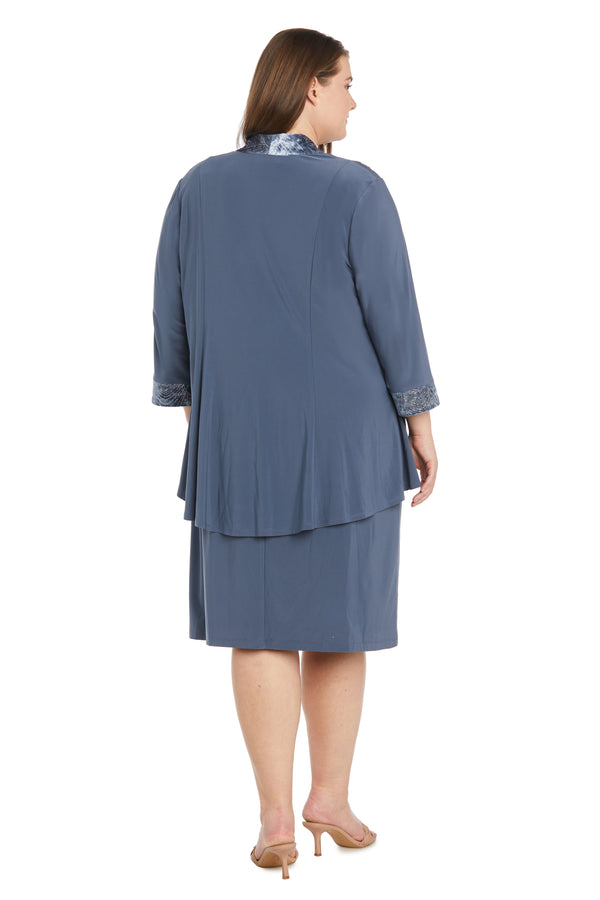 R&m Richards Two-Piece Banded Glitter Velvet Jacket And Dress Set - Plus