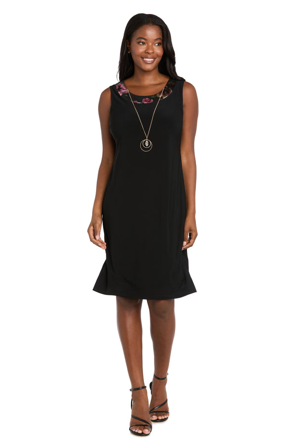 R&m Richards Two-Piece Black Dress & Floral Jacket Set