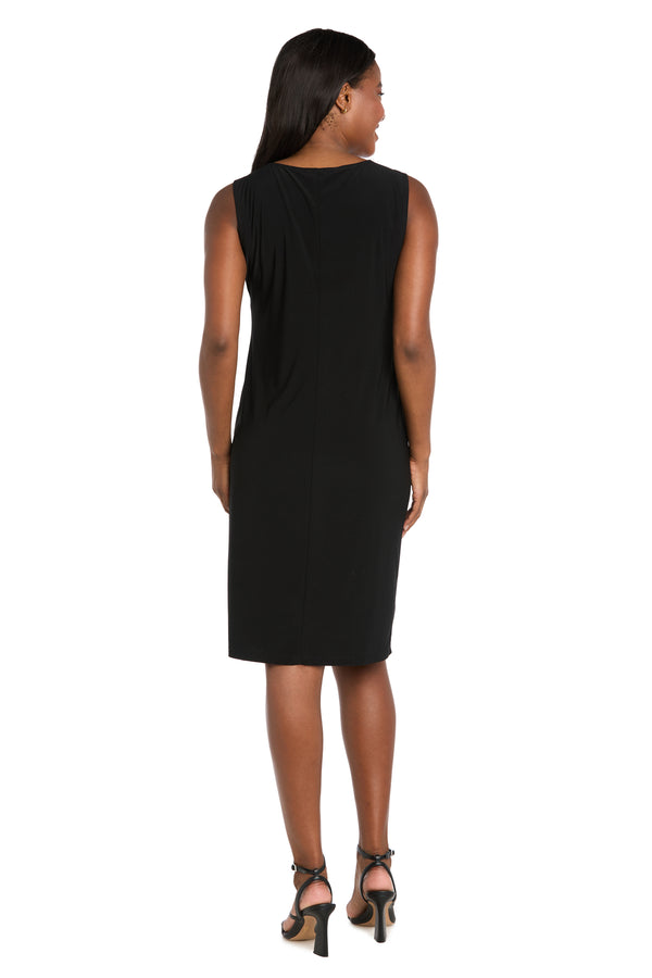 R&m Richards Two-Piece Black Dress & Floral Jacket Set