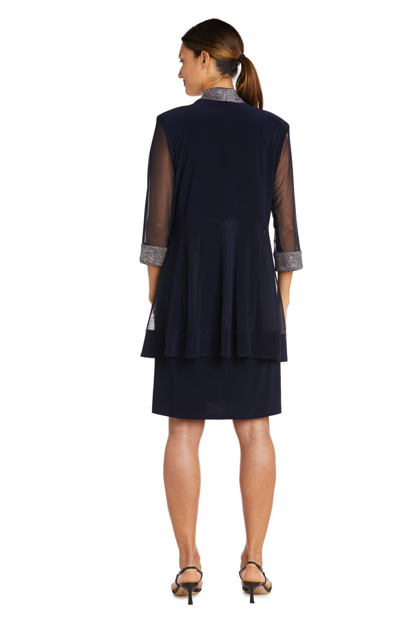 R&m Richards Two-Piece Foil Knit Detail Jacket Dress