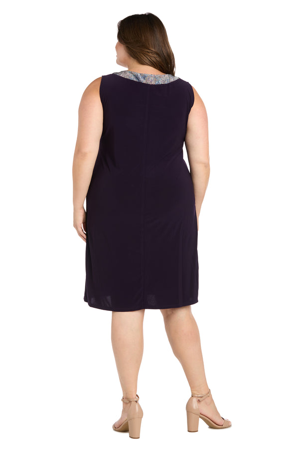 R&m Richards Two Piece Foil Knit Detail Jacket Dress - Plus