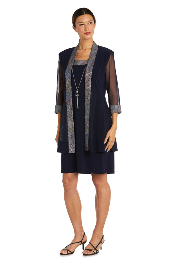 r&m richards Two-Piece Foil Knit Detail Jacket Dress
