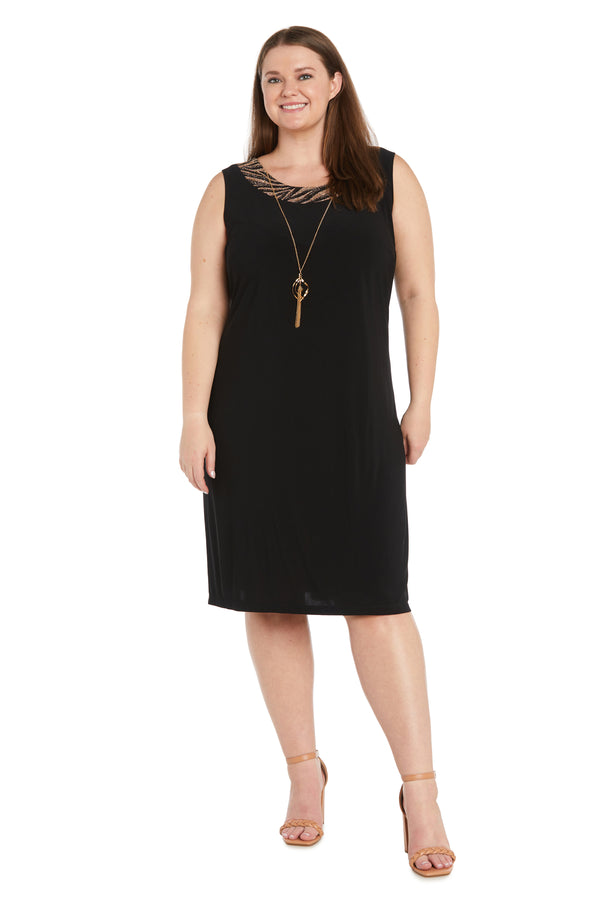 R&m Richards Two-Piece Metallic Knit Jacket Dress - Plus