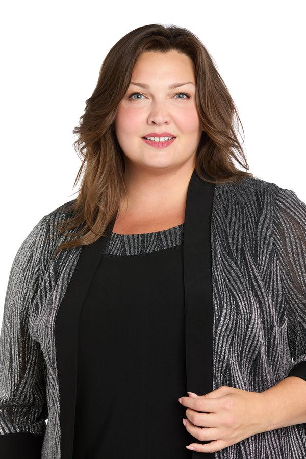 R&m Richards Two-Piece Metallic Tiger Stripe Jacket Dress - Plus