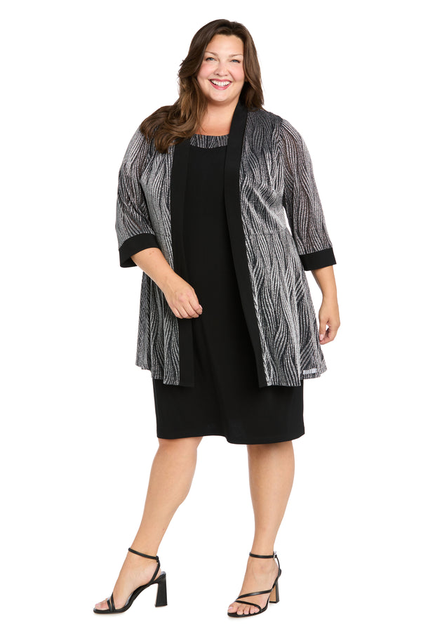 r&m richards Two-Piece Metallic Tiger Stripe Jacket Dress - Plus