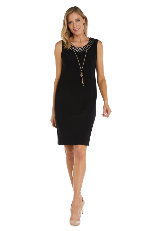 R&m Richards Two-Piece Print Pleated Metallic Knit Jacket Dress