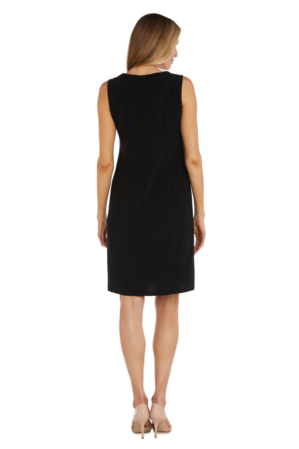 R&m Richards Two-Piece Print Pleated Metallic Knit Jacket Dress