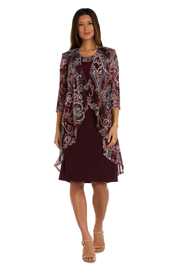r&m richards Two Piece Printed Jacket and Dress Set - Petite