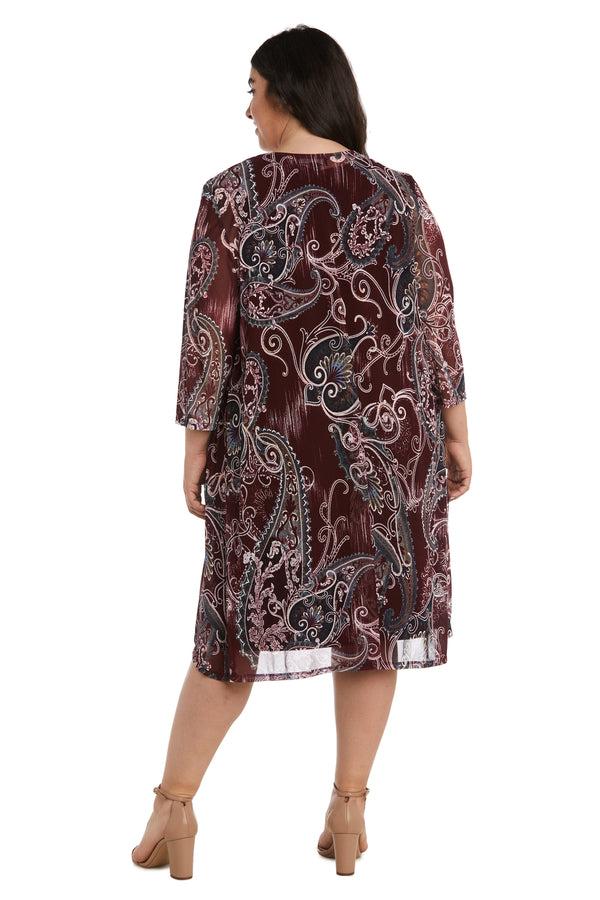 R&m Richards Two-Piece Printed Jacket And Dress Set - Plus
