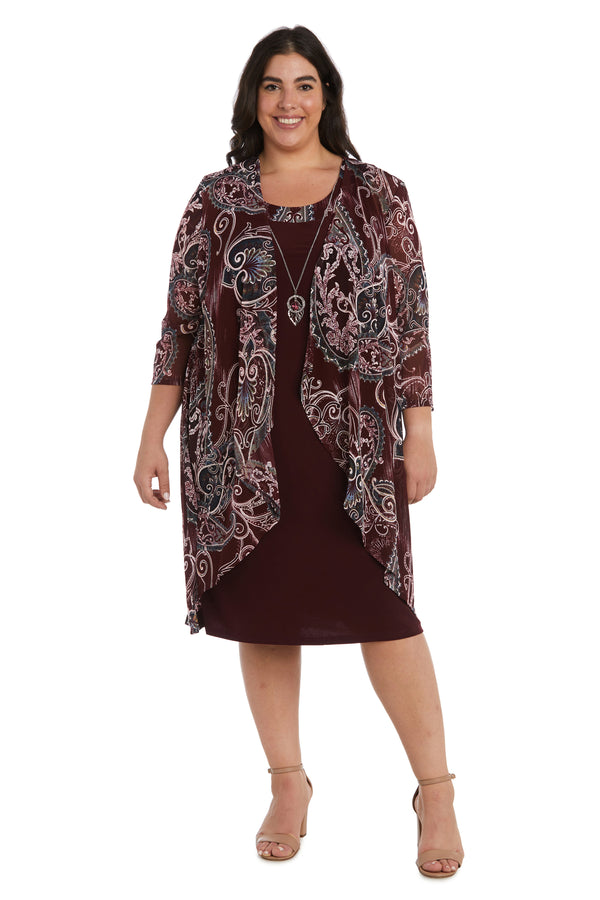 r&m richards Two-Piece Printed Jacket and Dress Set - Plus