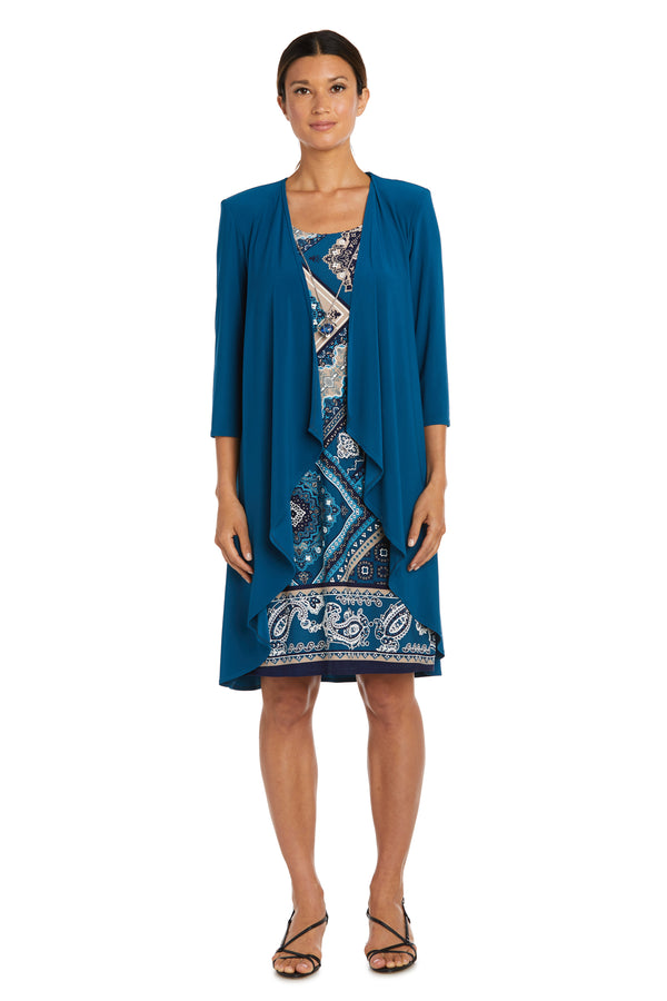 r&m richards Two Piece Puff Print Jacket Dress - Petite