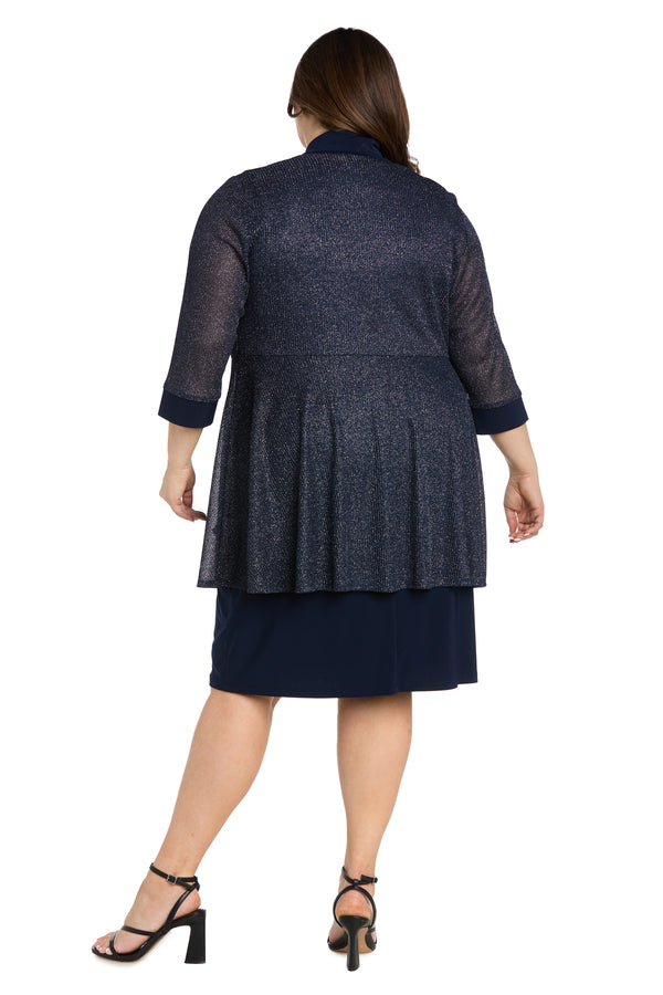 R&m Richards Two-Piece Sleeveless Dress And Metallic Detailed Jacket Set - Plus