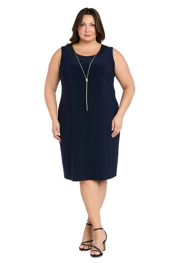 R&m Richards Two-Piece Sleeveless Dress And Metallic Detailed Jacket Set - Plus