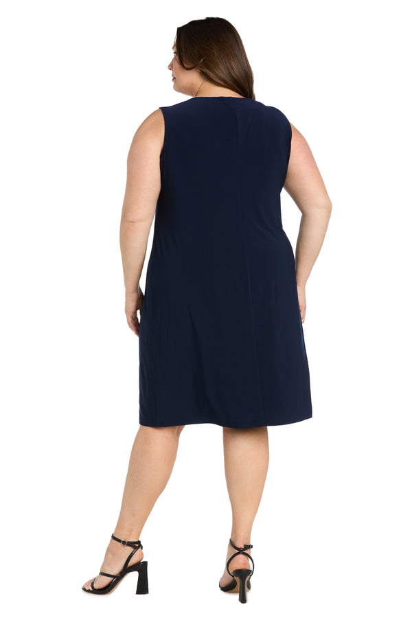 R&m Richards Two-Piece Sleeveless Dress And Metallic Detailed Jacket Set - Plus