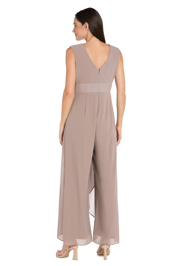 R&m Richards V-Neck Jumpsuit With Rhinestone Waistband