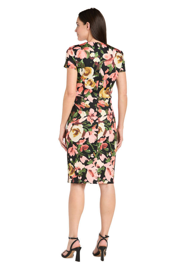 R&m Richards Vibrant Multi-Colored V-Neck Short Dress