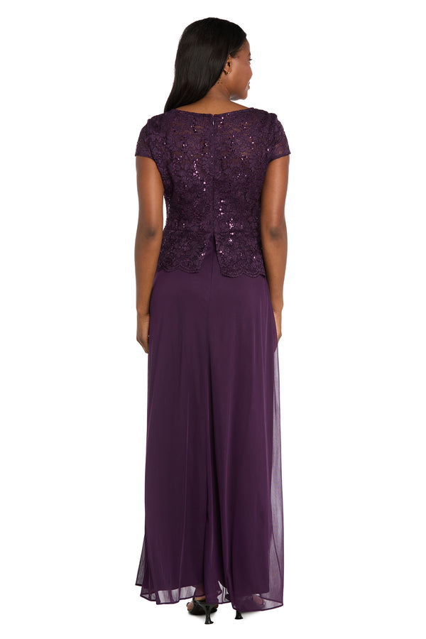 R&m Richards Vivienne Scalloped Lace Faux Wrap Dress