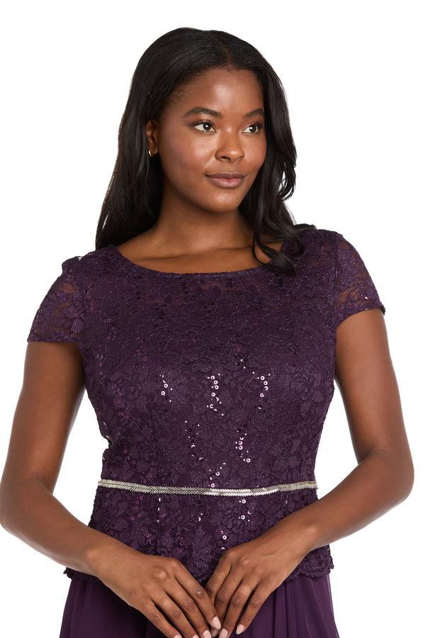 R&m Richards Vivienne Scalloped Lace Faux Wrap Dress