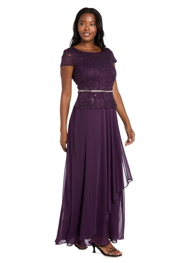 R&m Richards Vivienne Scalloped Lace Faux Wrap Dress