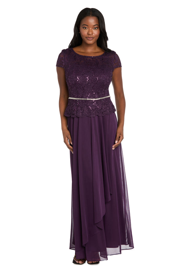 r&m richards Vivienne Scalloped Lace Faux Wrap Dress