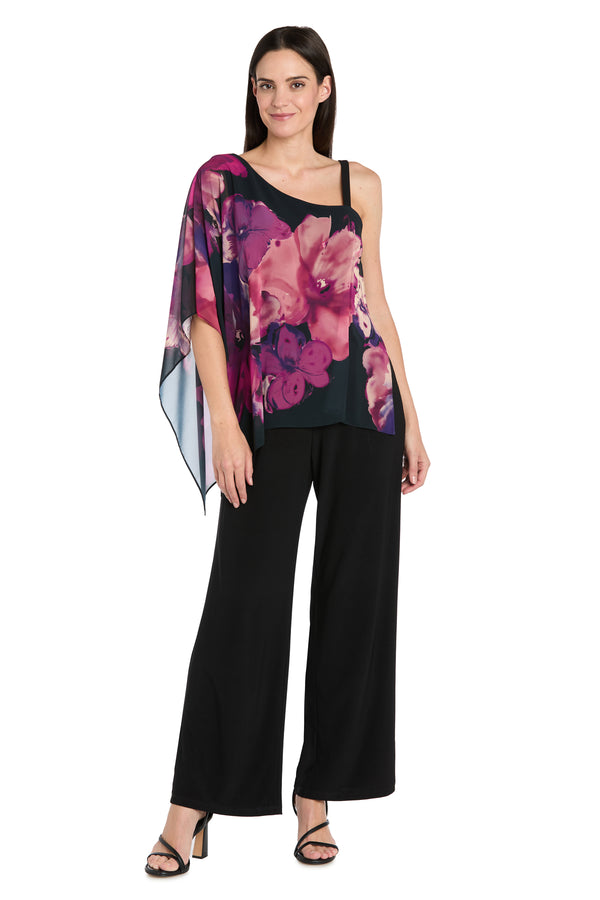 r&m richards Watercolor Whisper One-Shoulder Jumpsuit