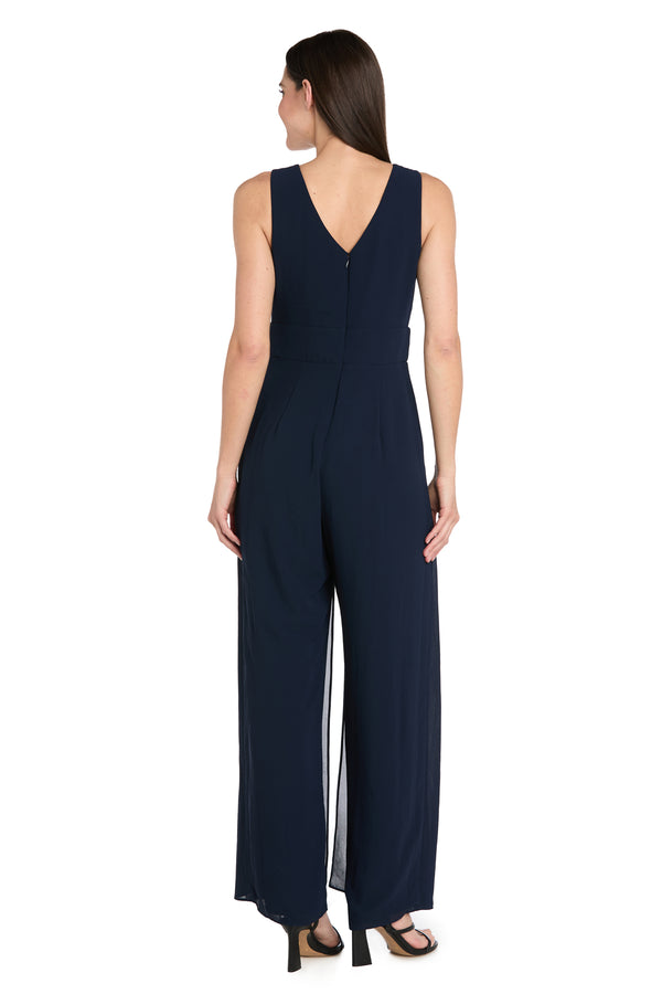 R&m Richards Wrap Front Panel Jumpsuit With Rhinestone Waist Detail