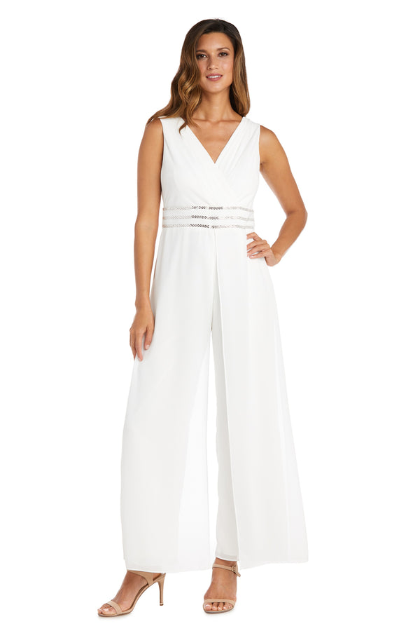 r&m richards Wrap Front Panel Jumpsuit With Rhinestone Waist Detail - Petite