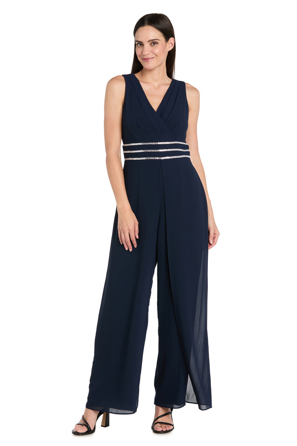 r&m richards Wrap Front Panel Jumpsuit with Rhinestone Waist Detail