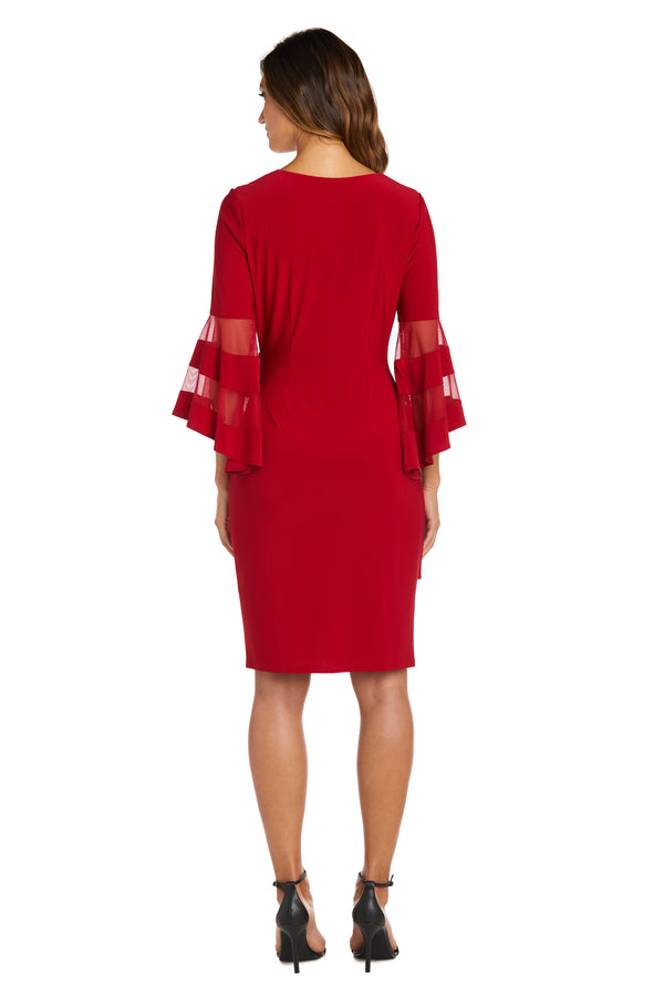 R&m Richards Wraparound Knee-Length Dress With Bell Sleeves - Petite