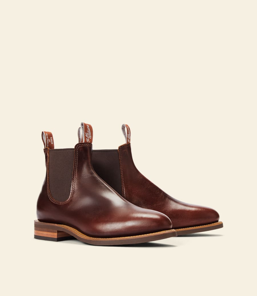 r.m. williams Moriarty boot – mid brown pull-up leather