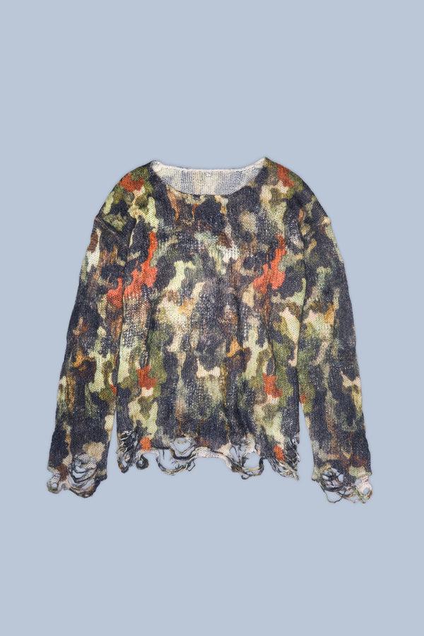R13 BOYFRIEND SWEATER WITH CAST-OFF NECK Light Camo Green