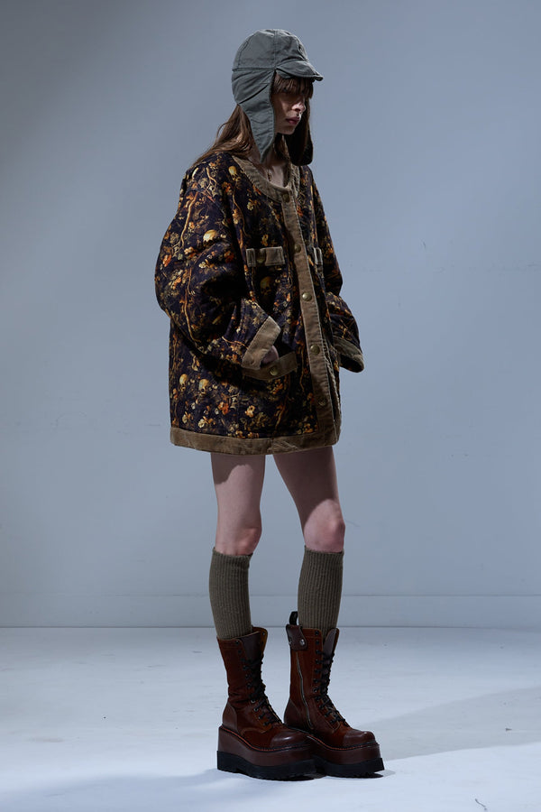 R13 CORD TRIMMED CHORE JACKET Skull Camo Moleskin Brown