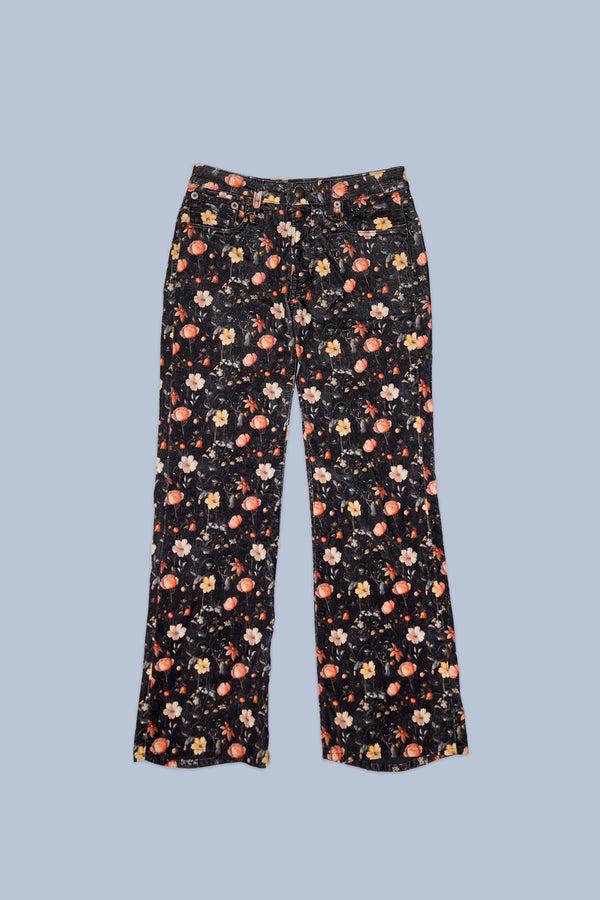 R13 JOAN KICK FLARE JEAN Lunar Petal Velveteen Black