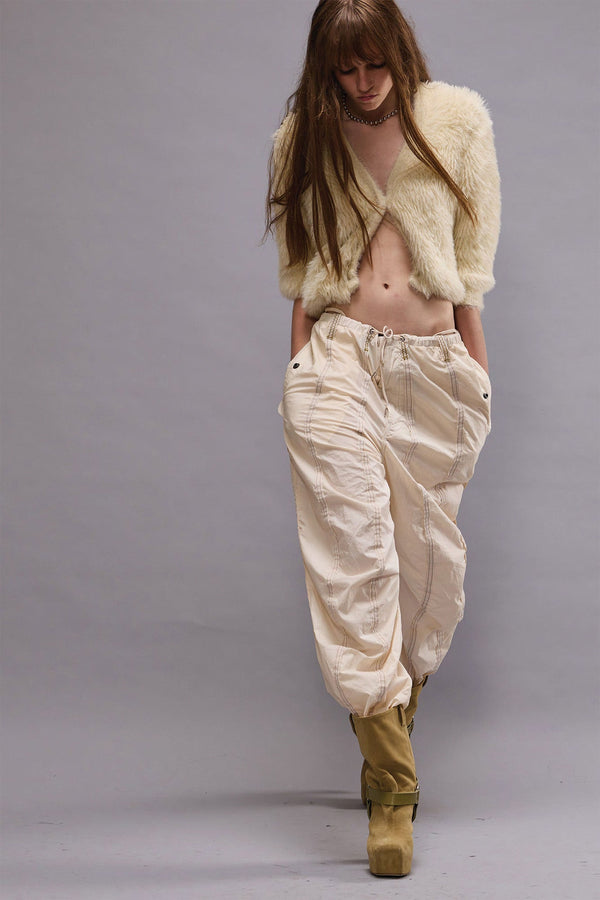 r13 BALLOON PANTS WITH DOUBLE SEAM cream