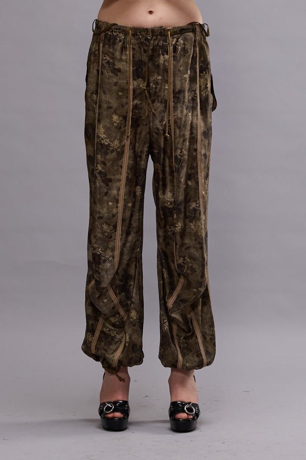 R13 BALLOON PANTS WITH DOUBLE SEAM Olive Floral