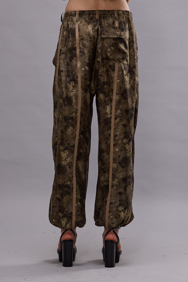 R13 BALLOON PANTS WITH DOUBLE SEAM Olive Floral