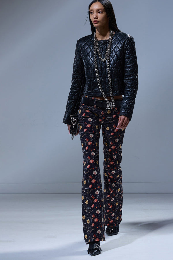 r13 BOY FLARE lunar petal velveteen black