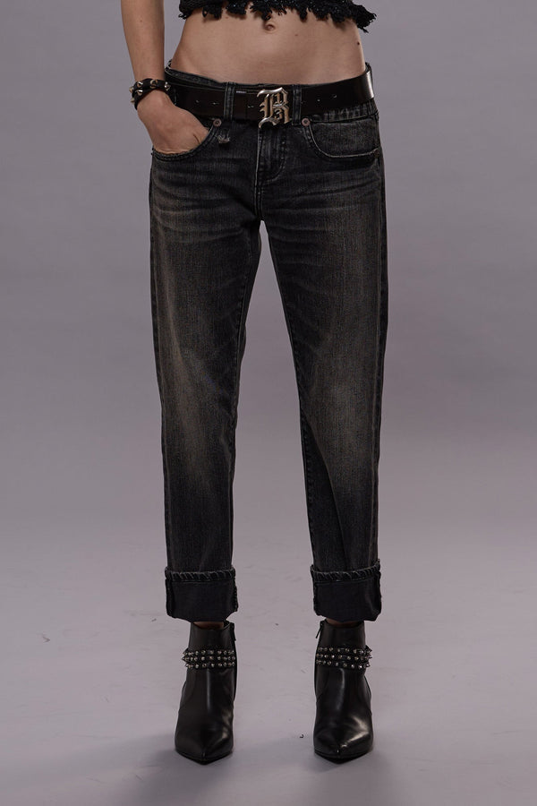 R13 BOY STRAIGHT Kennet Black Stretch