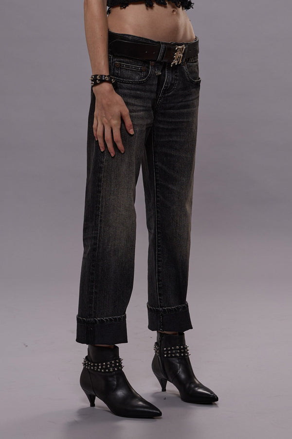 R13 BOY STRAIGHT Kennet Black Stretch