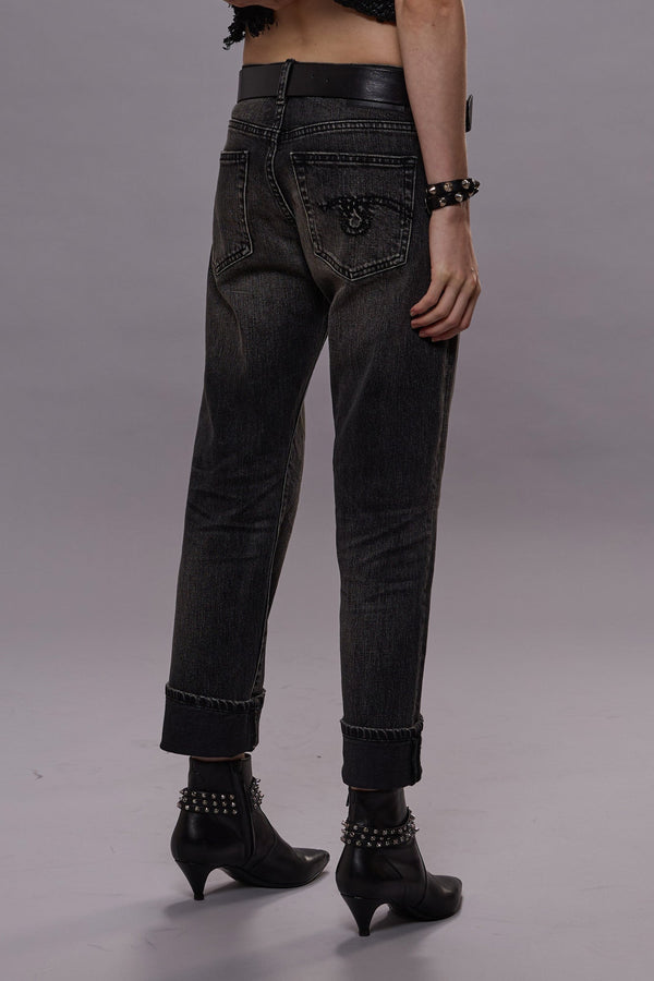 R13 BOY STRAIGHT Kennet Black Stretch