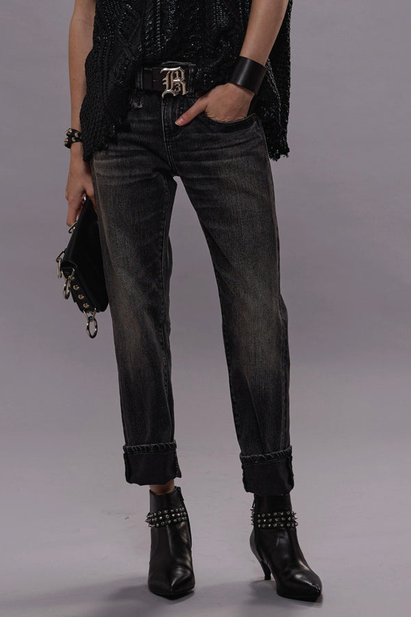 r13 BOY STRAIGHT kennet black stretch