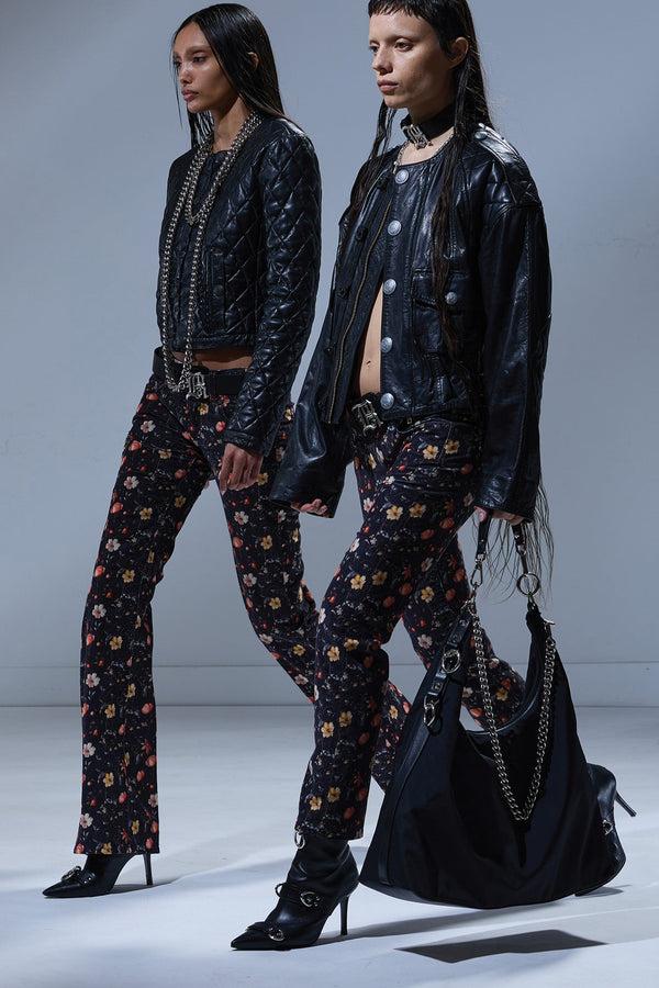 r13 BOY STRAIGHT lunar petal velveteen black