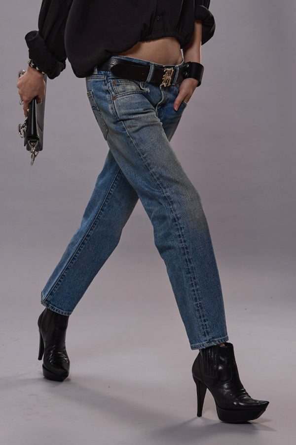 r13 BOY STRAIGHT patton blue stretch