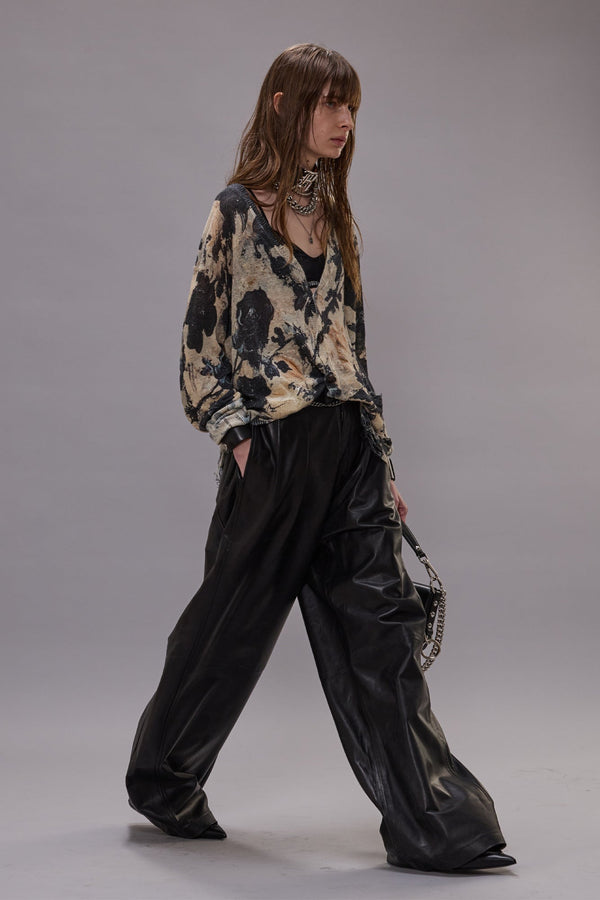 R13 BOYFRIEND CARDIGAN Black And Cream Floral