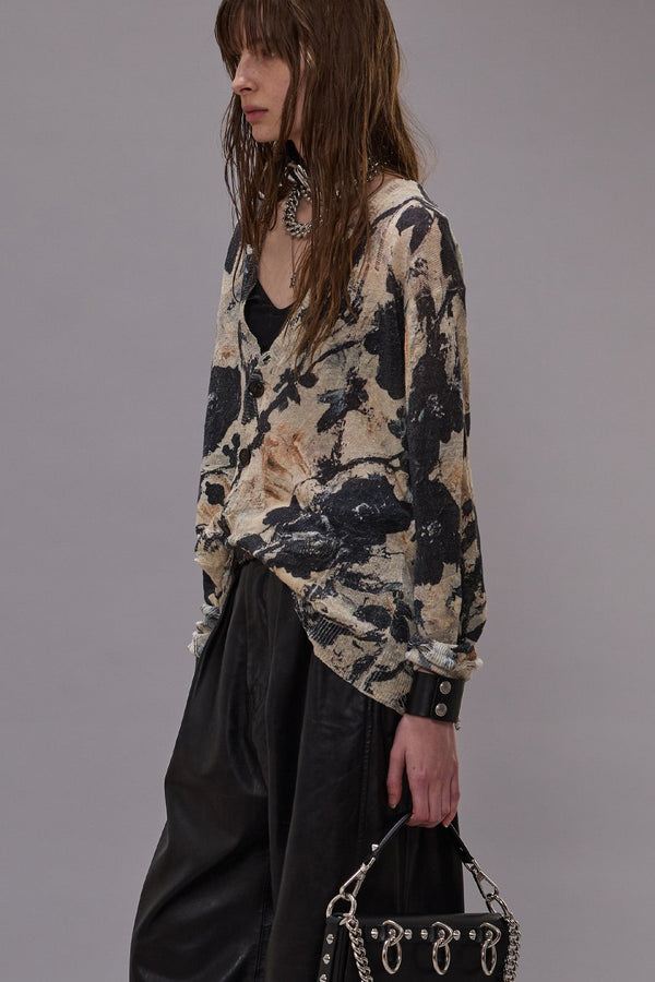 r13 BOYFRIEND CARDIGAN black and cream floral