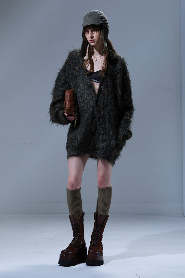 r13 BOYFRIEND CARDIGAN heather olive green