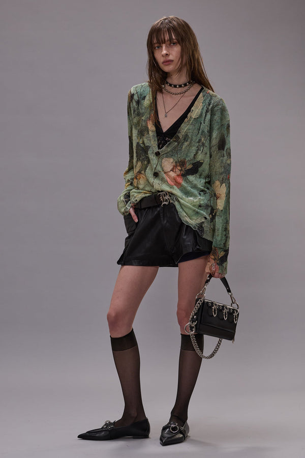 R13 BOYFRIEND CARDIGAN Turquoise Floral