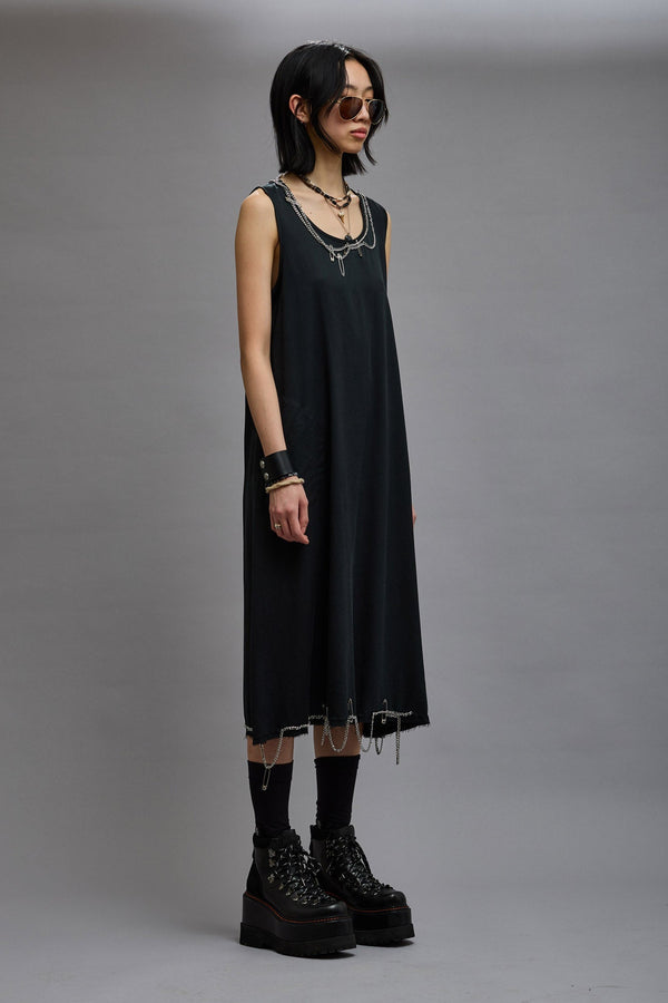 R13 CHAIN EMBELLISHED MIDI Black