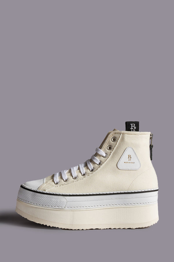 r13 COURTNEY PLATFORM HIGH TOP SNEAKER ecru